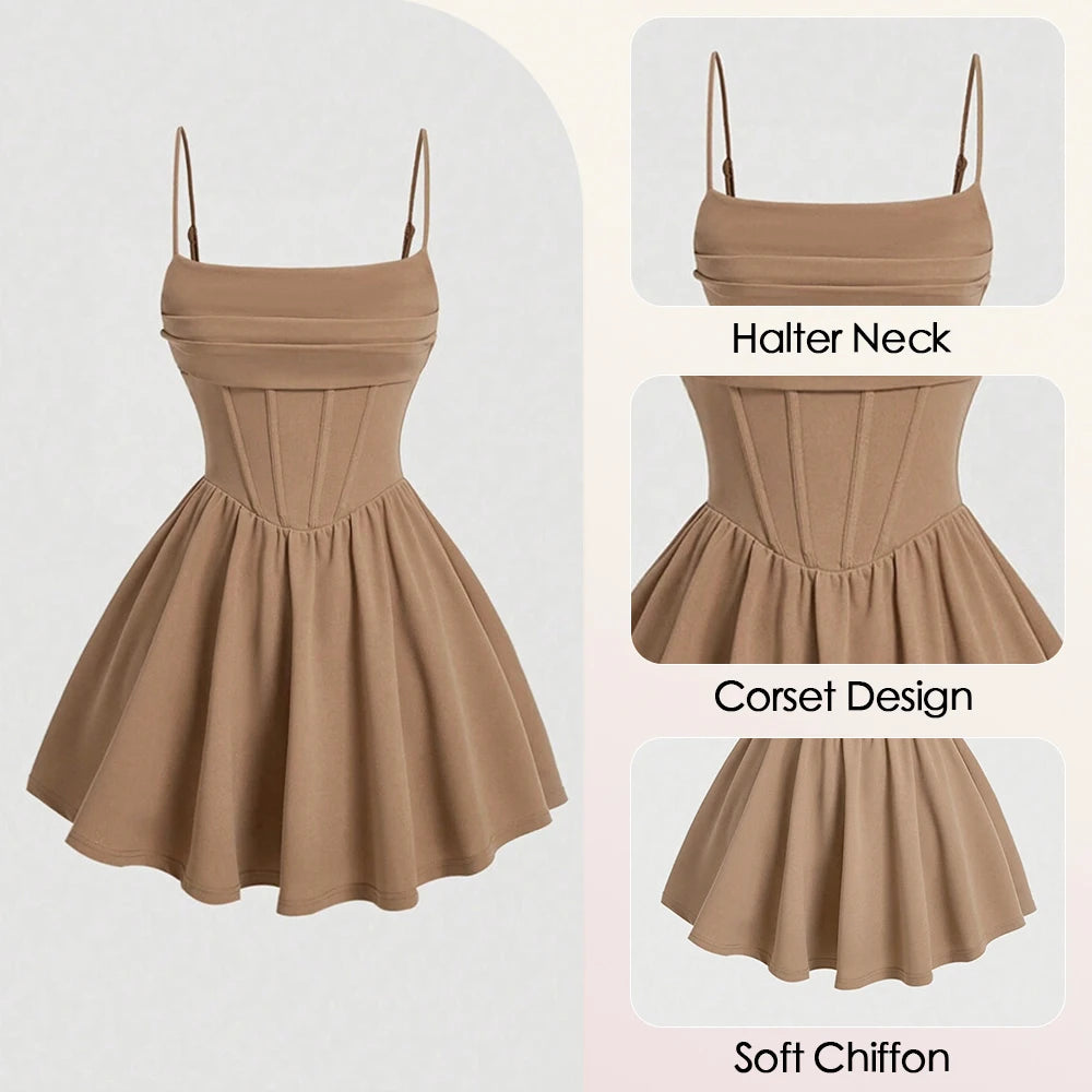 Neck Sleeveless Mini Dress