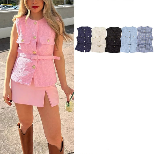 Neck Sleeveless Vintage Waistcoat