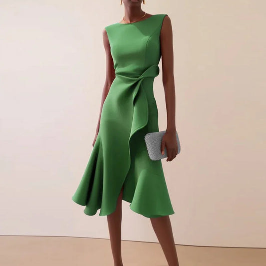 Elegant Knot Ruffle Dress