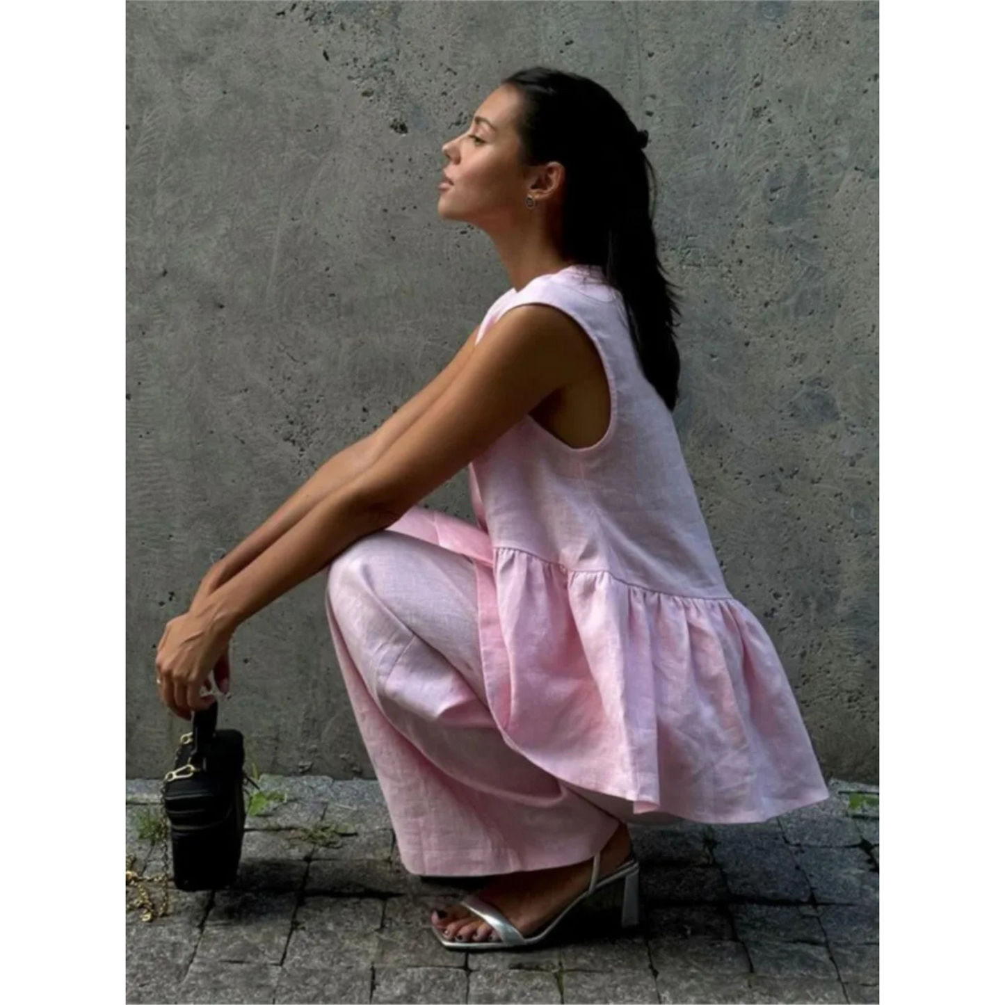 Chic Pink Linen 2-Piece Set