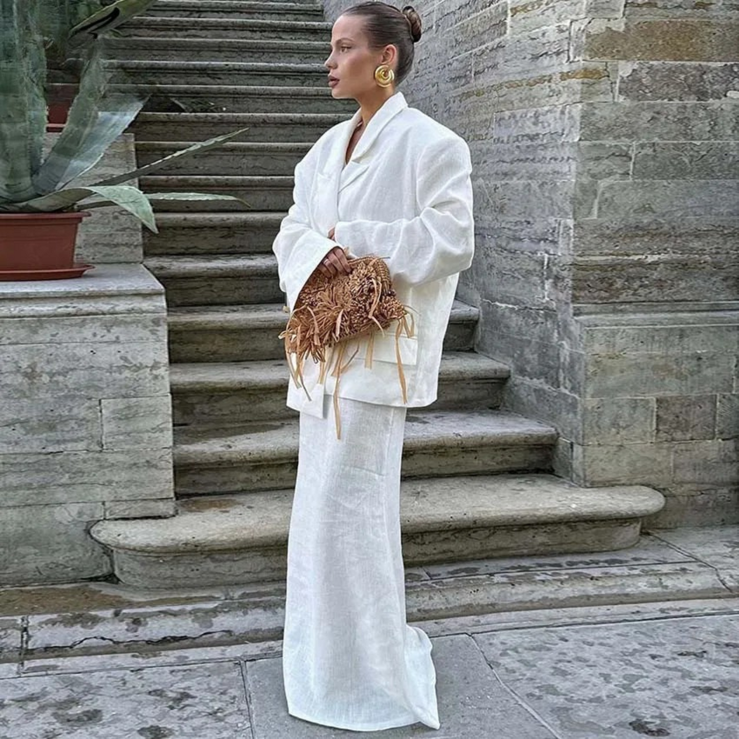 Oymimi White Two-Piece Set