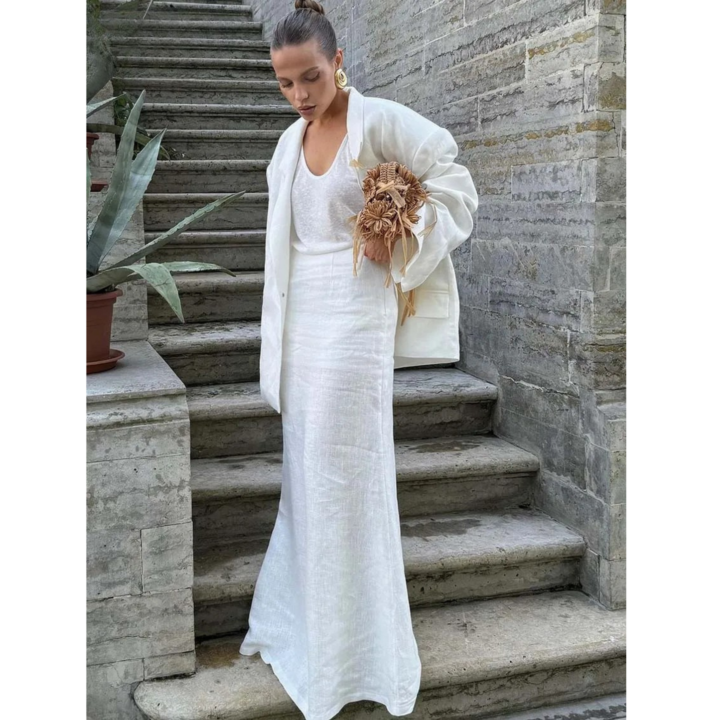Oymimi White Two-Piece Set