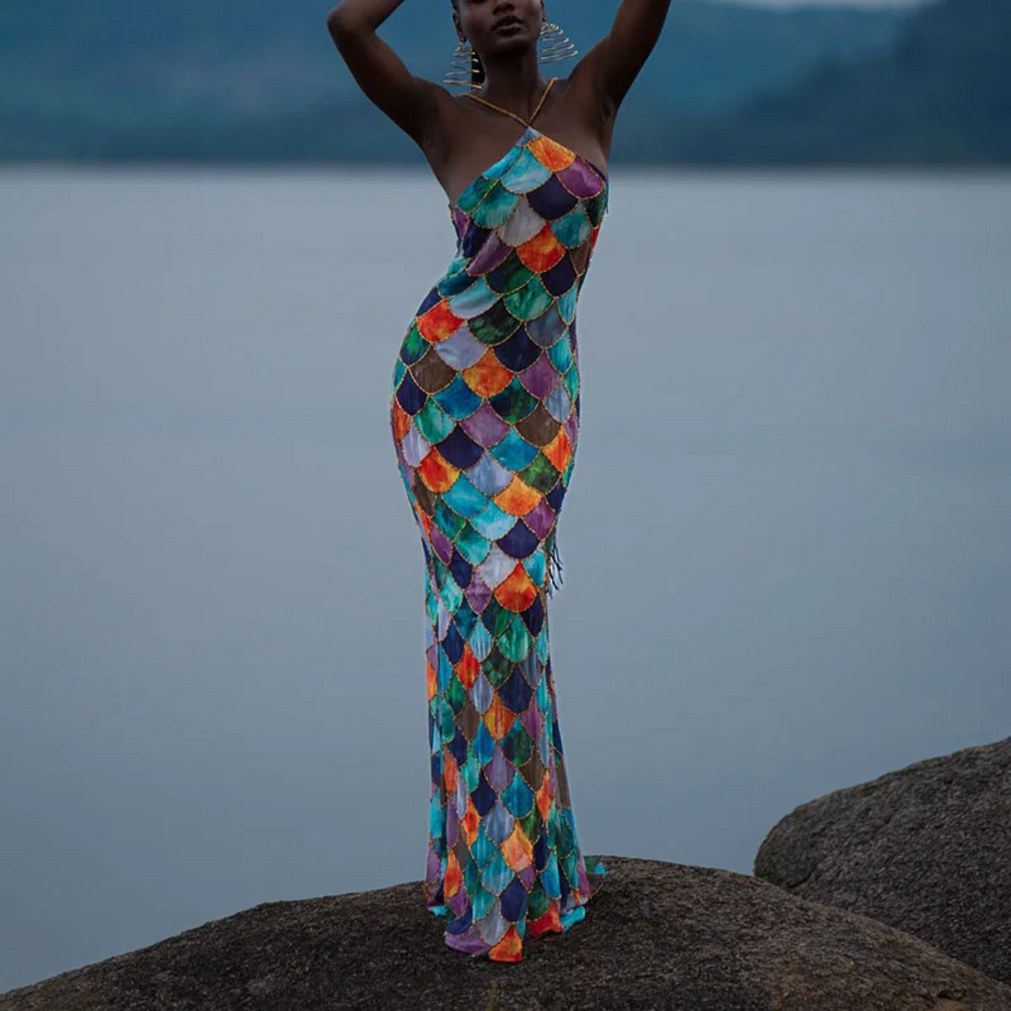 Retro Halter Long Dress