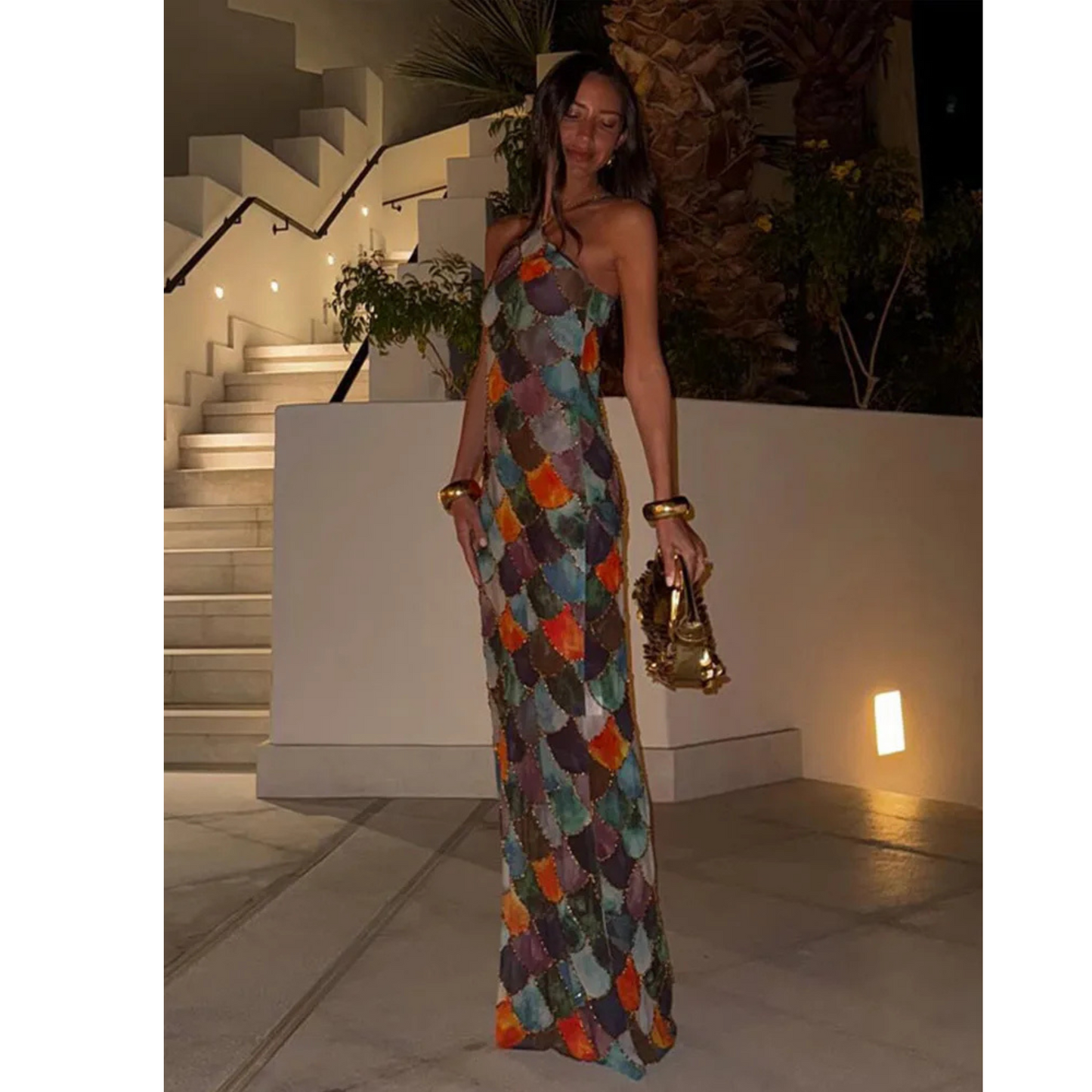 Retro Halter Long Dress