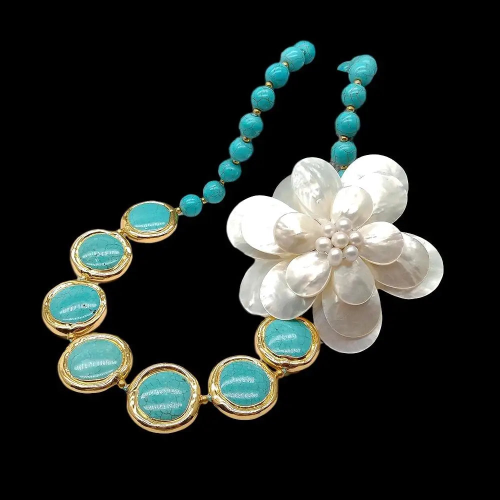 Turquoise Shell Flower Set