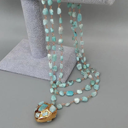 Blue Larimar Heart Necklace