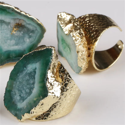 Vintage Green Geode Ring