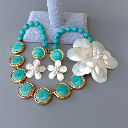 Turquoise Shell Flower Set