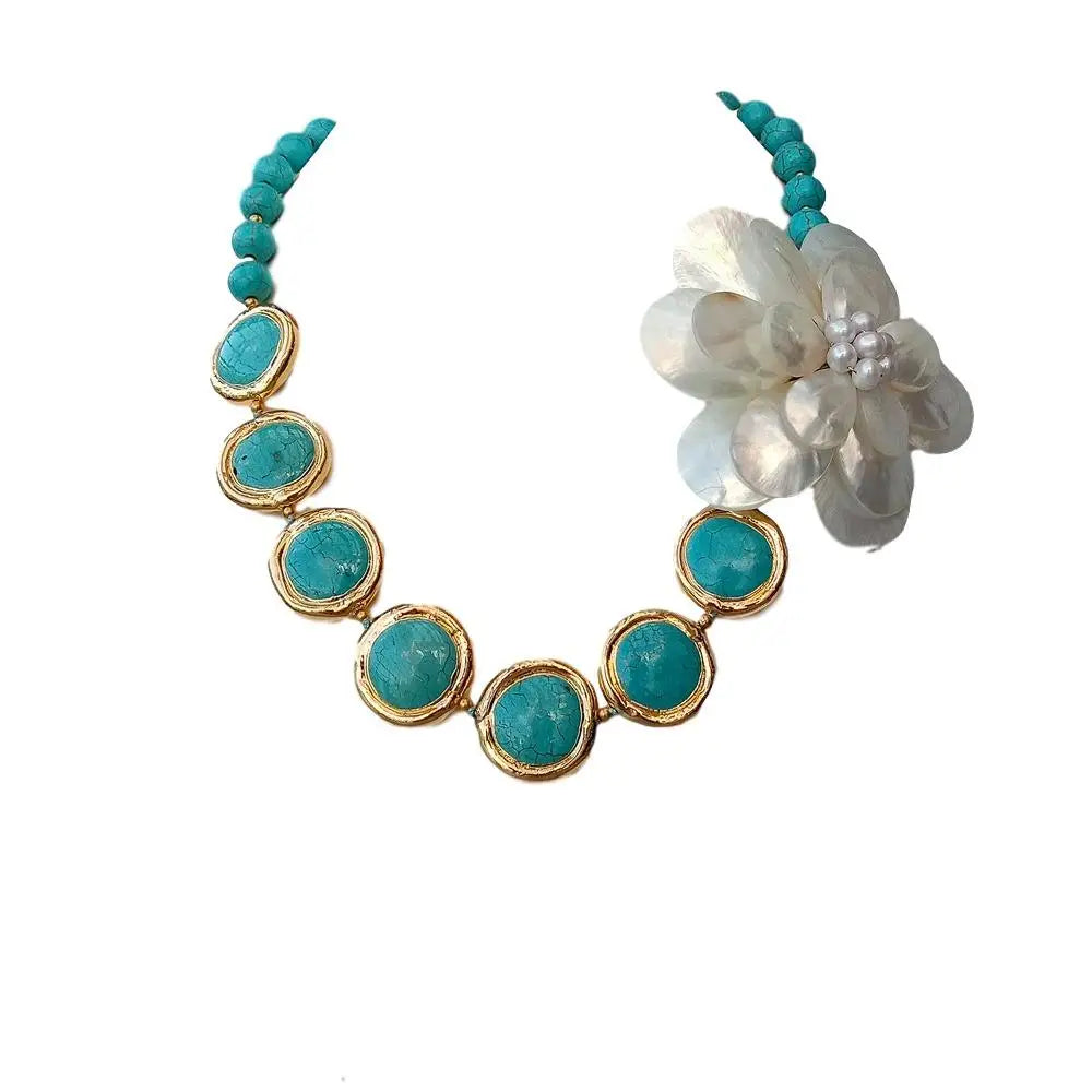 Turquoise Shell Flower Set