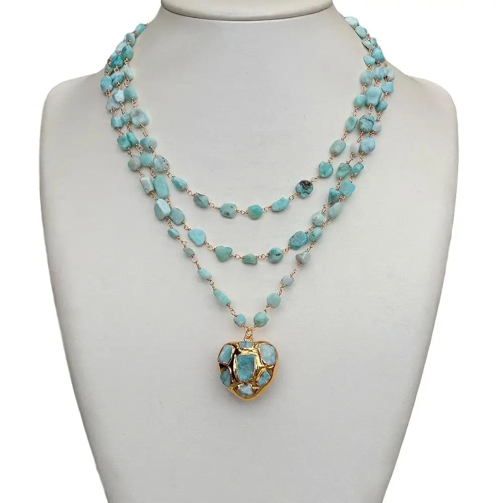 Blue Larimar Heart Necklace