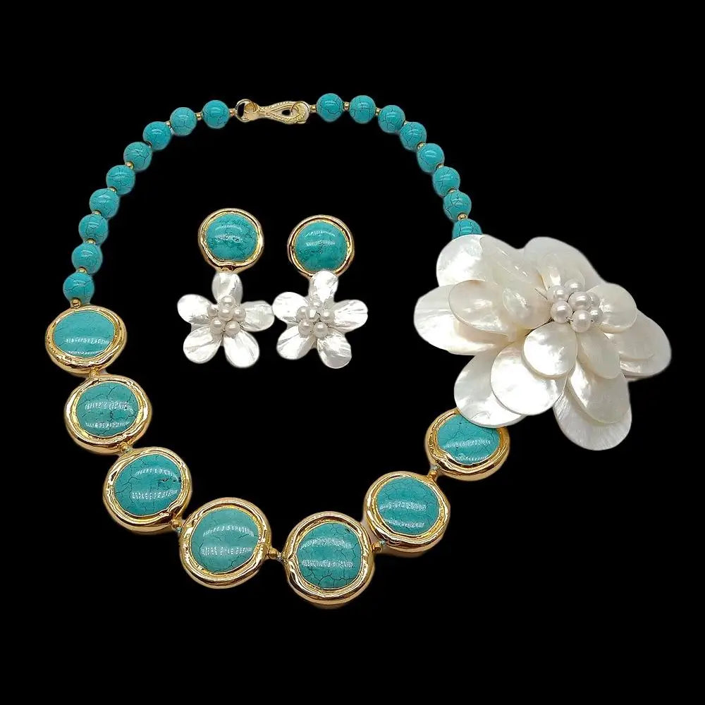 Turquoise Shell Flower Set