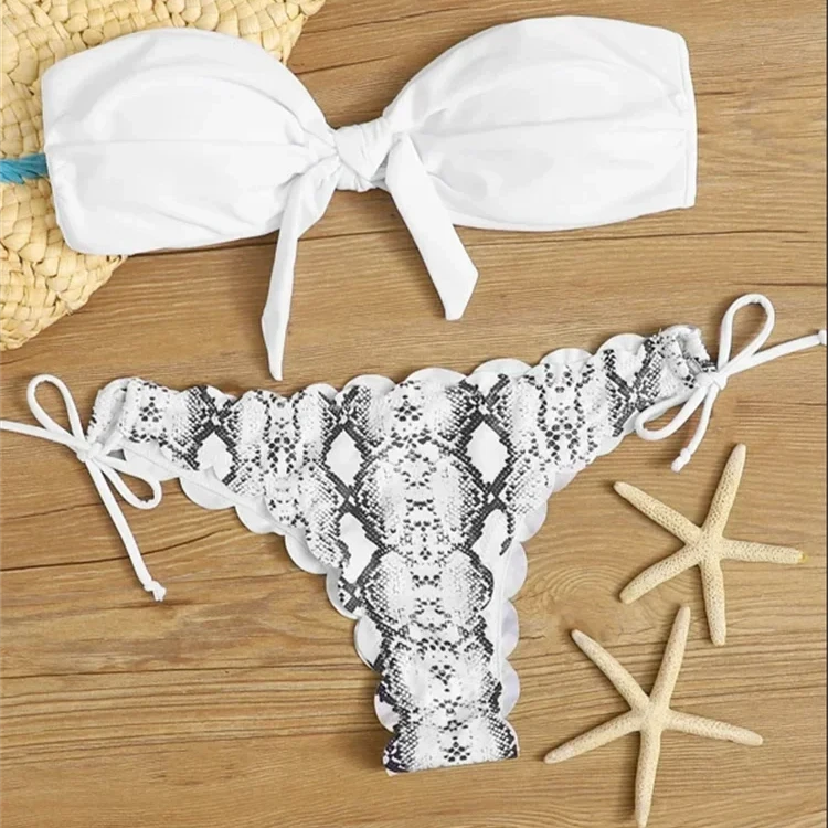 Sexy Ruffled Bandeau Bikini