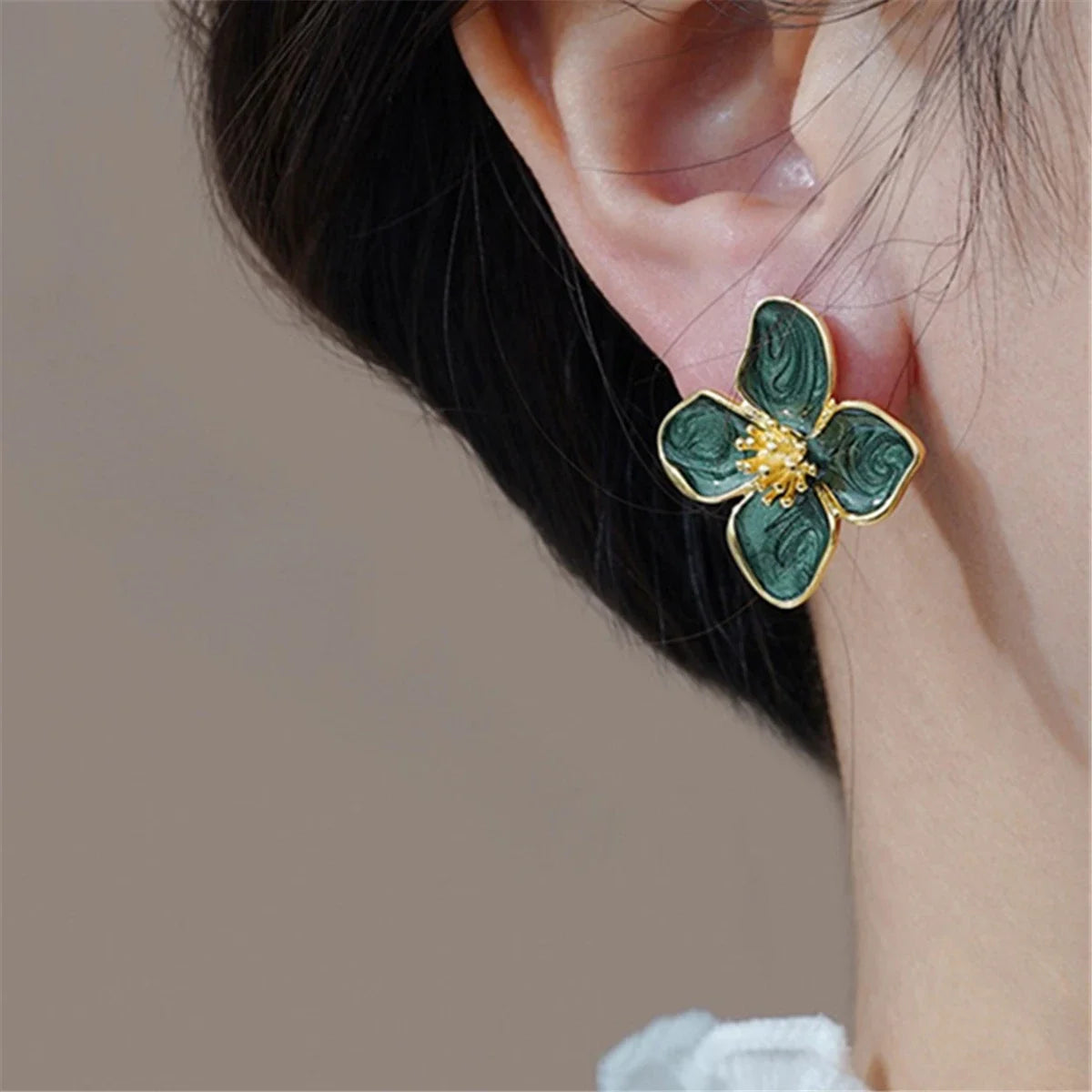 Vintage Glazed Flower Studs