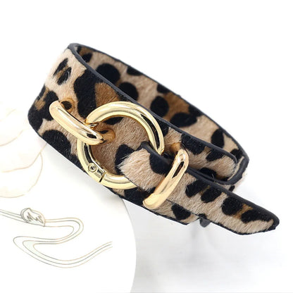 Wide Leather Leopard Bracelet