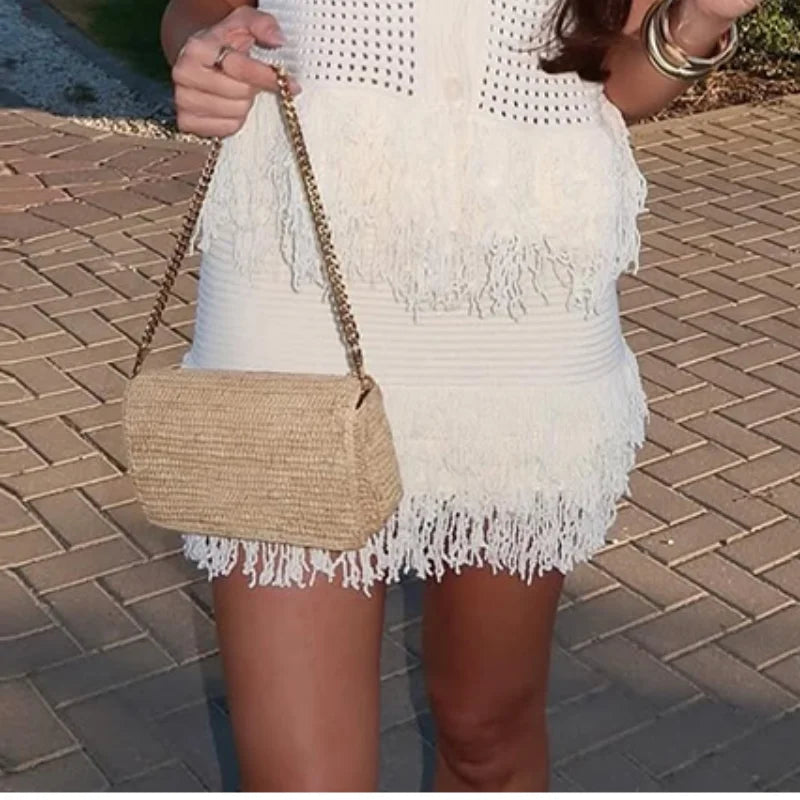 Elegant Knit Cardigan Skirt Set