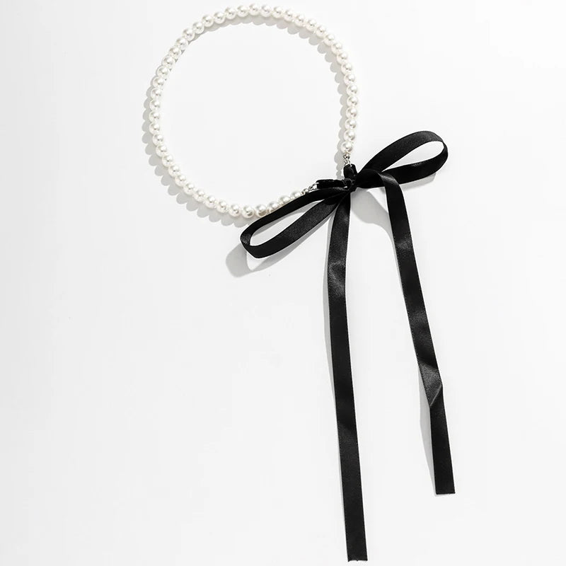 Elegant Black Ribbon Choker Necklace