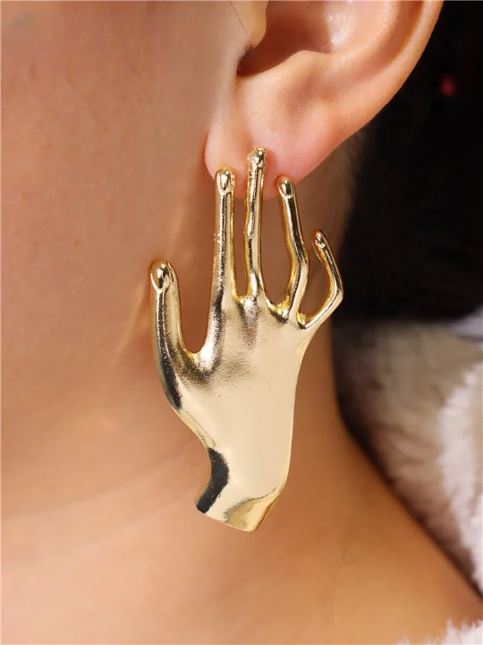 Golden Palm Hand Shaped Earrings