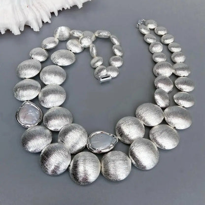 Silver Coin Pearl Necklace