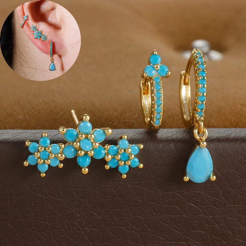 Flower Piercing Earring Set