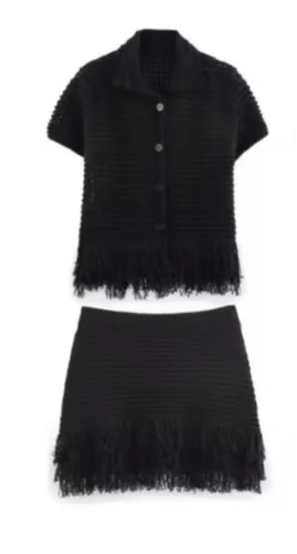 Elegant Knit Cardigan Skirt Set