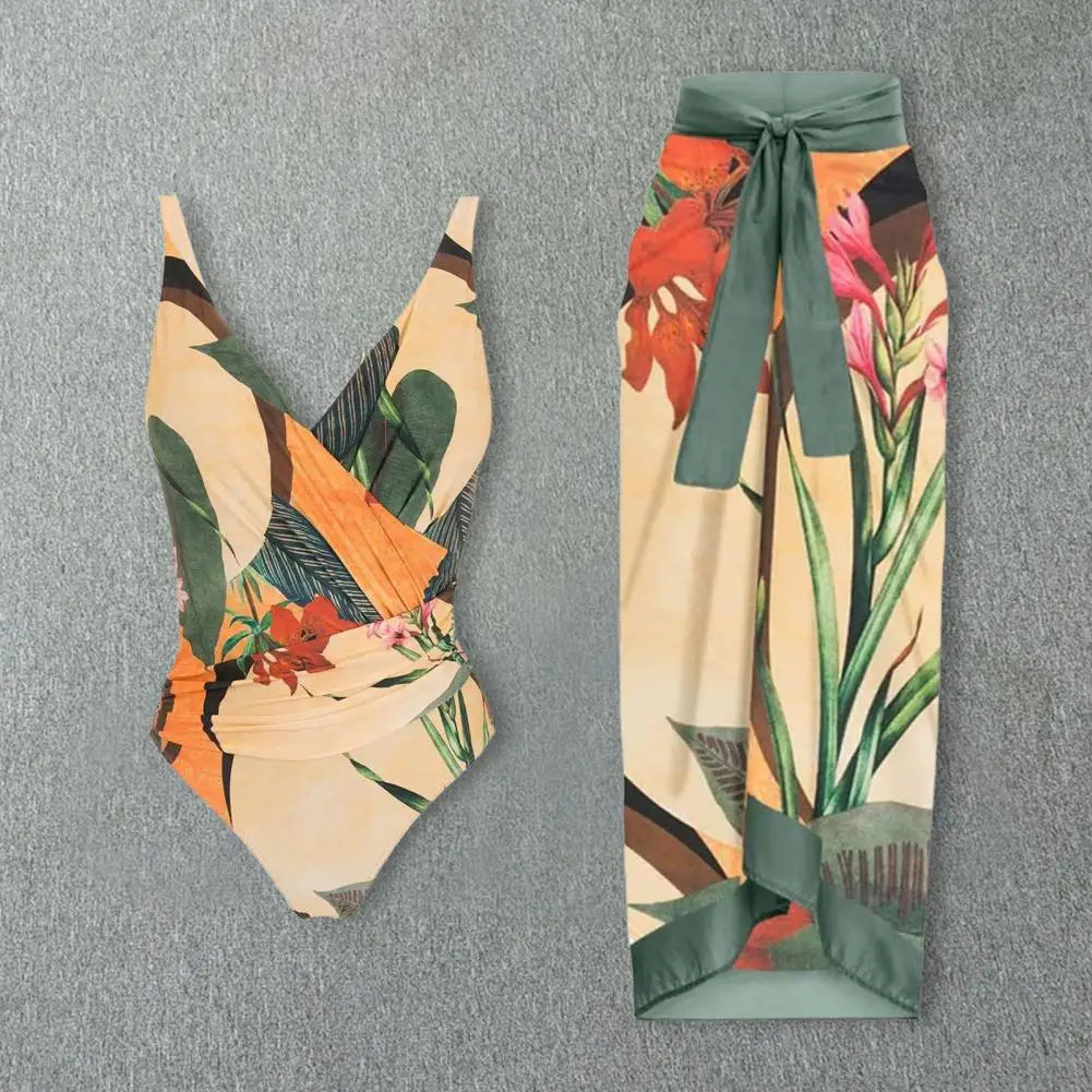 Retro Monokini & Long Dress Set