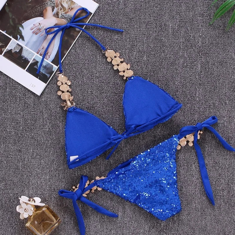 Sexy Bikinis Swimsuit with Rhinestones