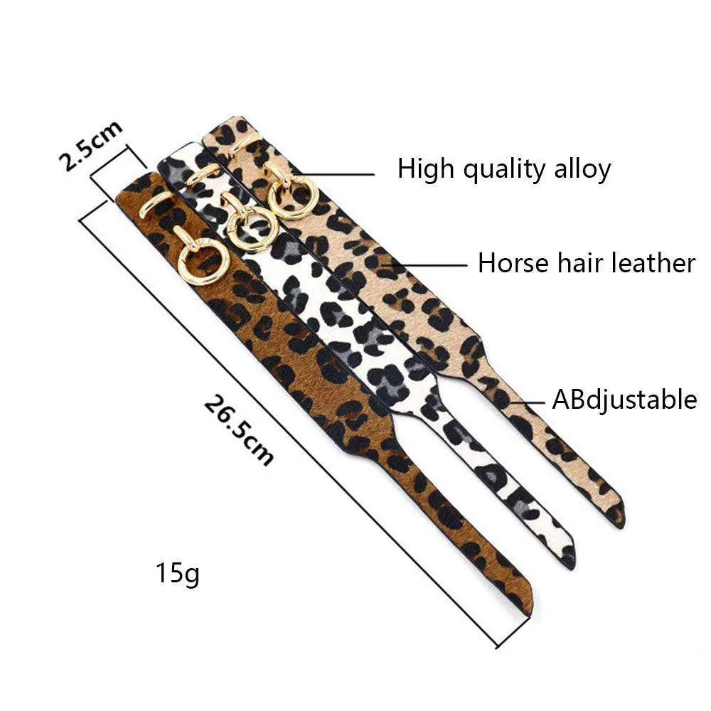 Wide Leather Leopard Bracelet