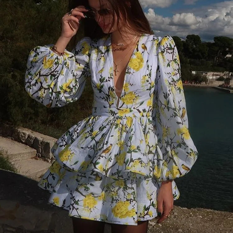 Deep V Neck Long Sleeves
