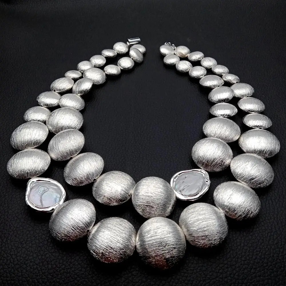 Silver Coin Pearl Necklace