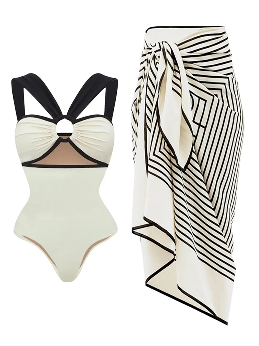 Vintage One-Piece Swimsuit Elegance