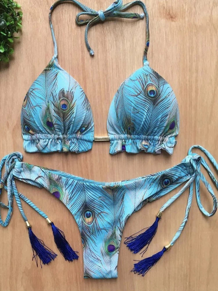 Sexy Feather Bikini Set