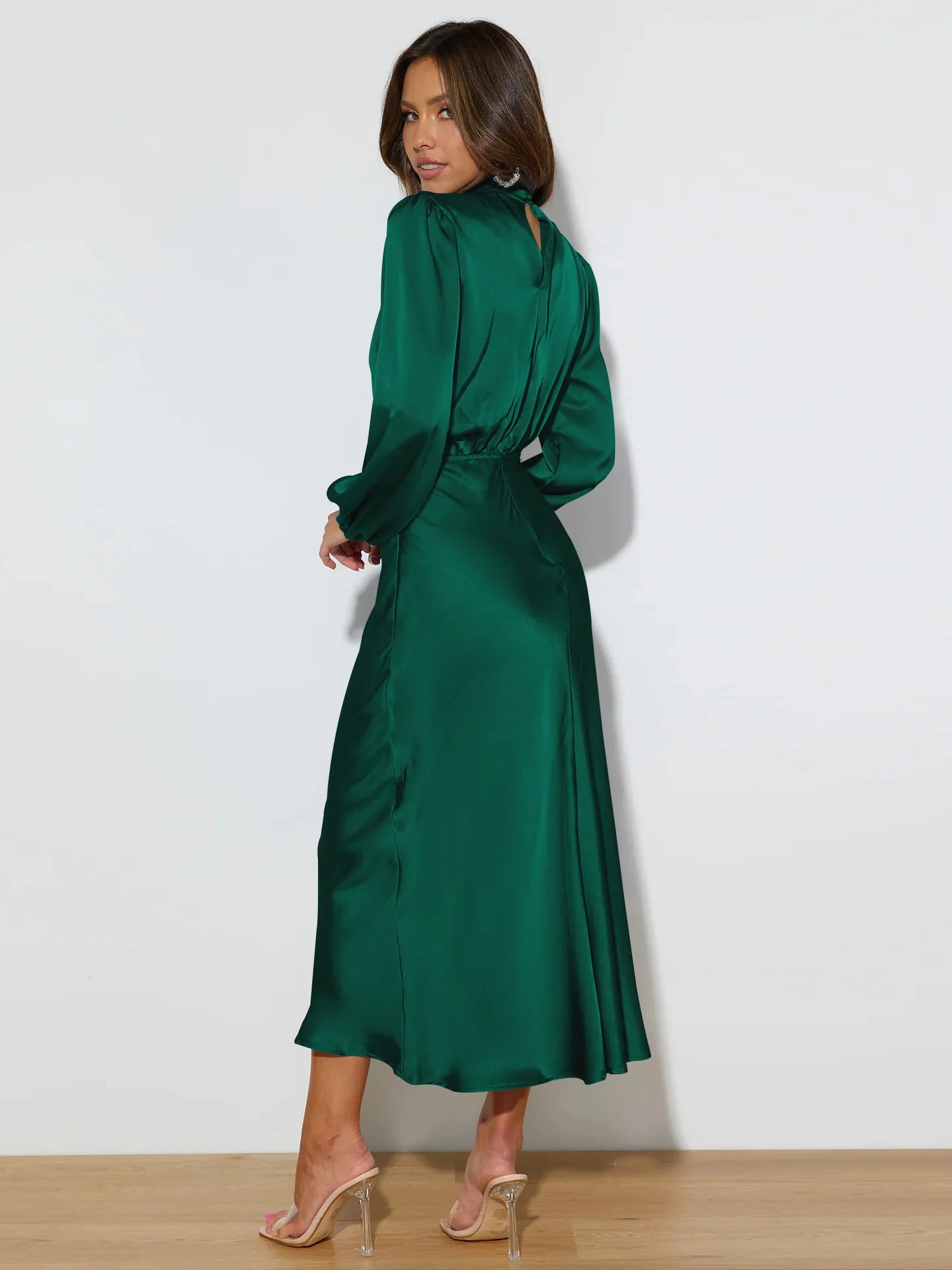 Satin Long Sleeve Loose Fitting Dress