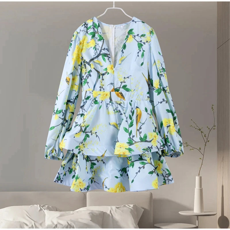 Deep V Neck Long Sleeves