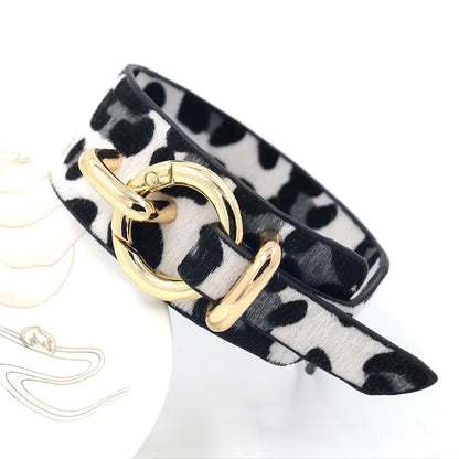 Wide Leather Leopard Bracelet