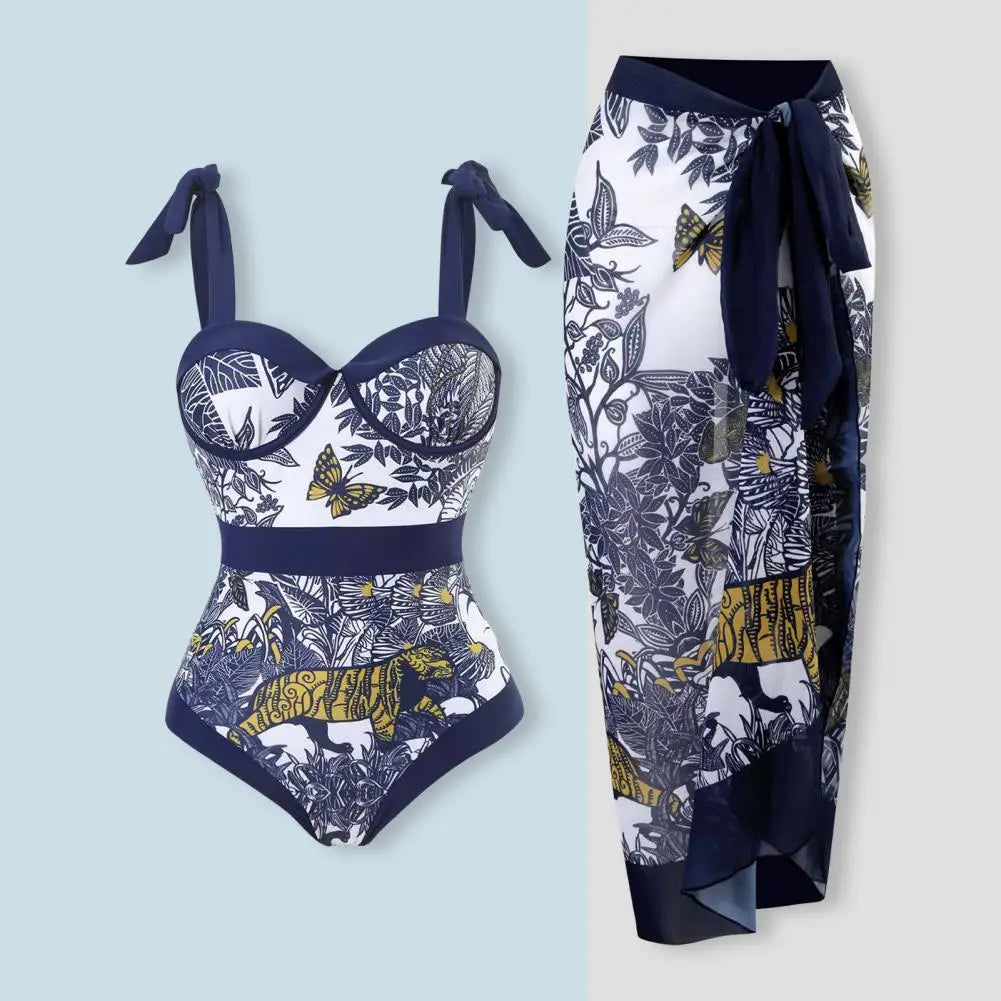 Retro Monokini & Long Dress Set
