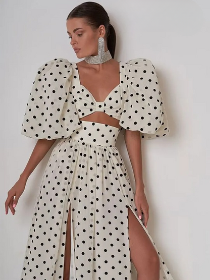 Vintage Polka Dot Printed Suit