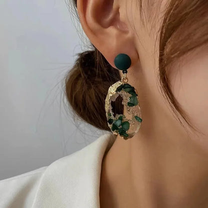 Vintage Emerald Irregular Earrings