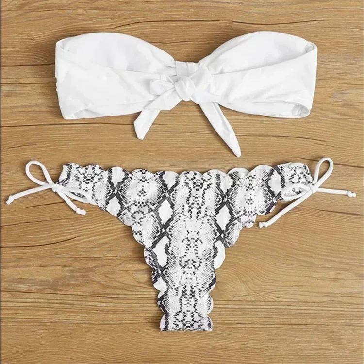 Sexy Ruffled Bandeau Bikini