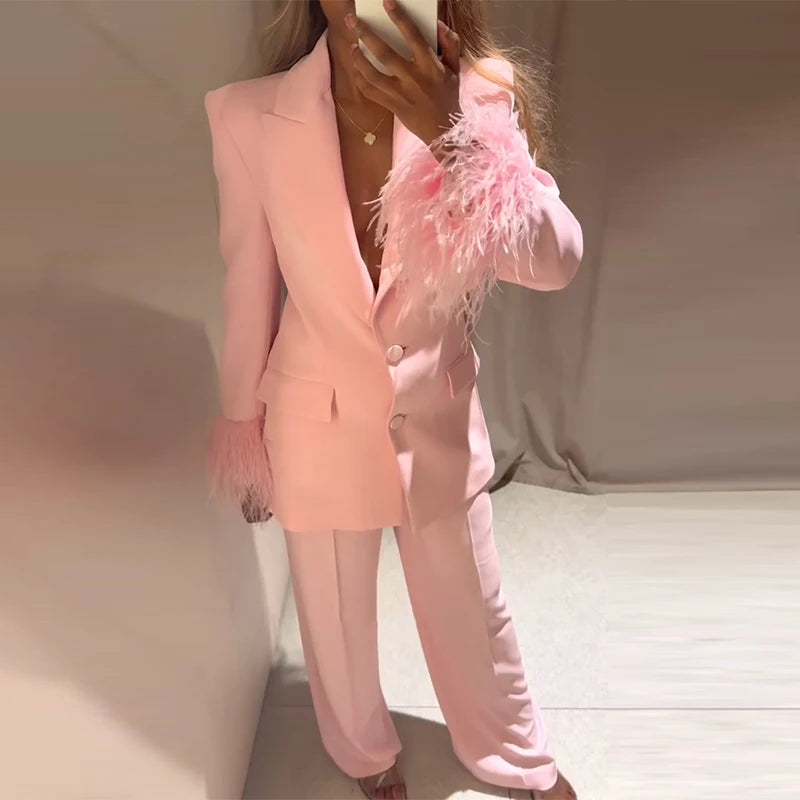 Feather Patchwork Suit