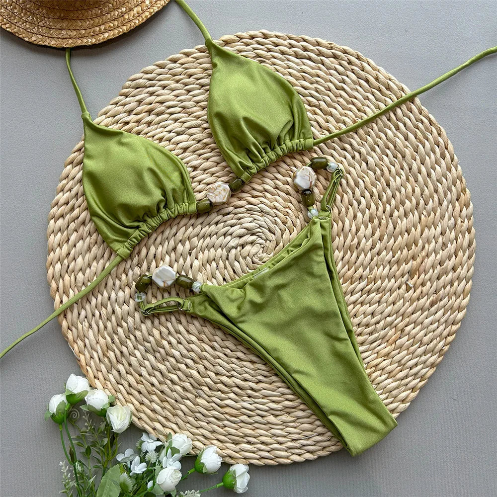 Sexy Green Halter Bikini