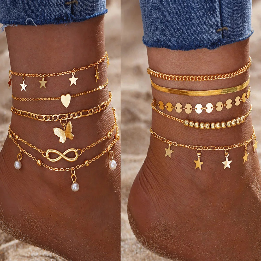 Gold Butterfly Key Anklet