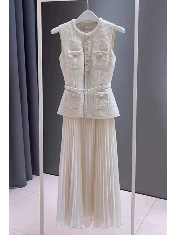 Elegant Tweed Skirt Set