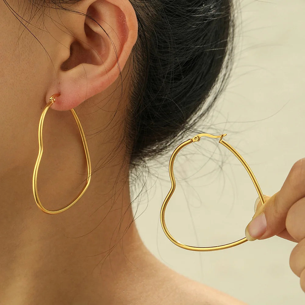 Minimalist Heart Hoop Earrings