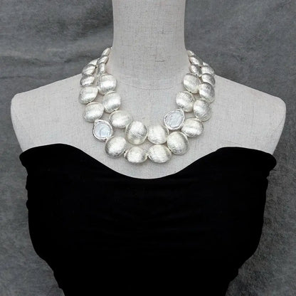 Silver Coin Pearl Necklace