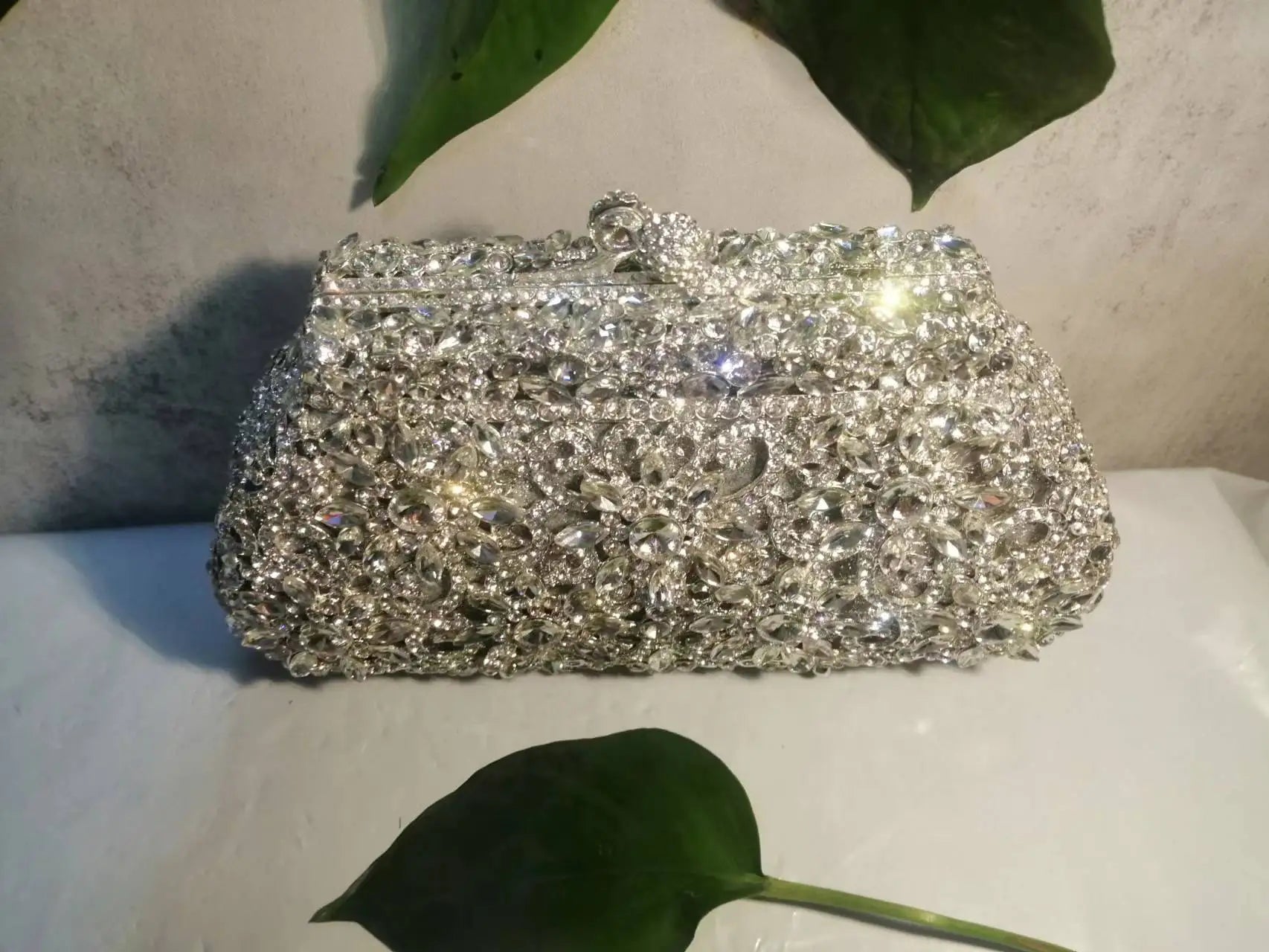 Silver Crystal Evening Clutch