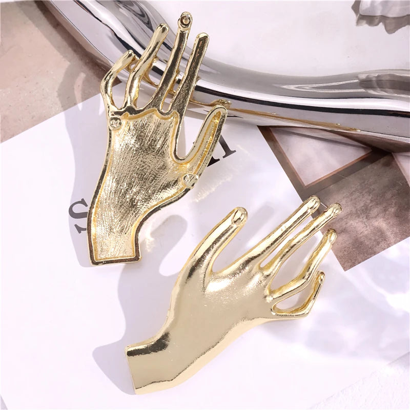 Golden Palm Hand Shaped Earrings