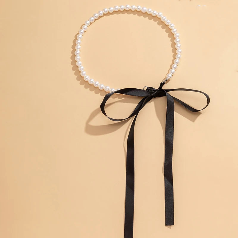 Elegant Black Ribbon Choker Necklace