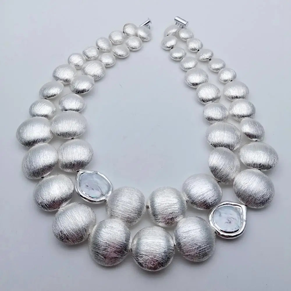 Silver Coin Pearl Necklace