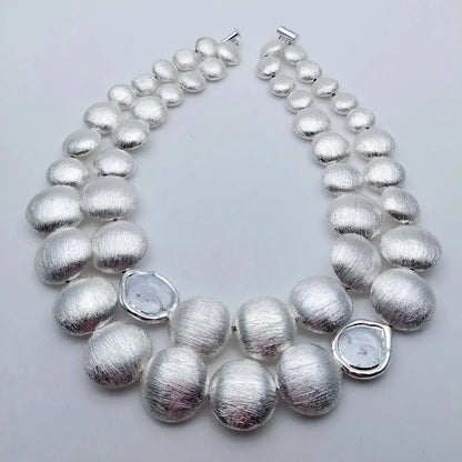 Silver Coin Pearl Necklace