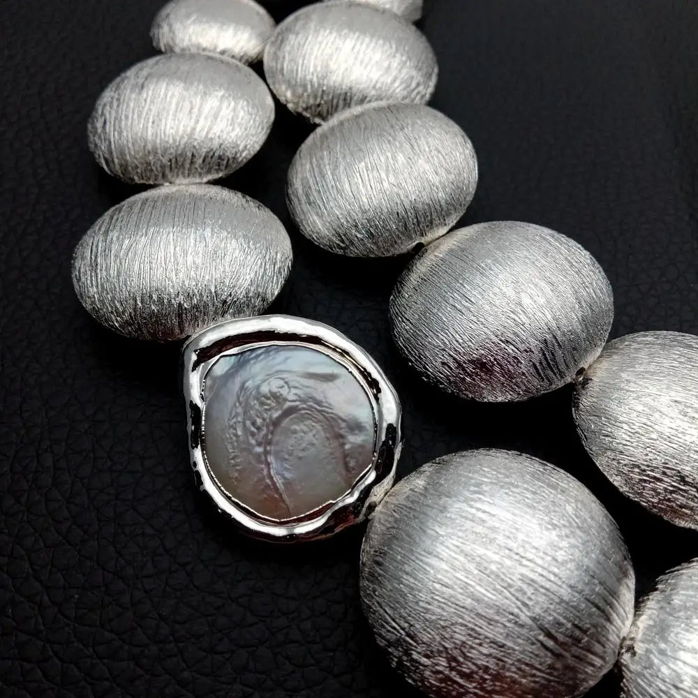 Silver Coin Pearl Necklace